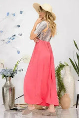 Celeste Full Size Leopard Round Neck Short Sleeve Maxi Dress Plus Size - Femstylo