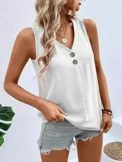 Solid Color V-Neck Tank - Femstylo
