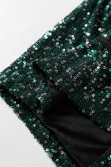 Evergreen Glitter Sequin Open Front Long Sleeve Top
