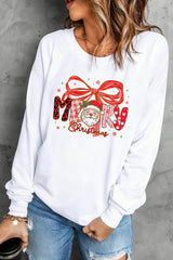 White Cute Merry Christmas Graphic Heat Transfer Printing Holiday Sweatshirt