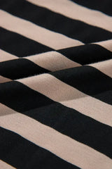 Black Striped Side Pockets T-shirt Maxi Dress - Femstylo