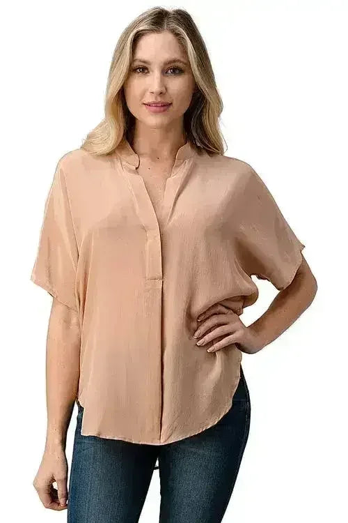 Effortless Dark Grey Oversized Button-Up Blouse for Women - Femstylo