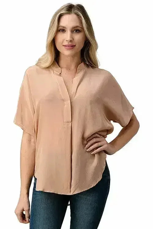 Effortless Dark Grey Oversized Button-Up Blouse for Women - Femstylo