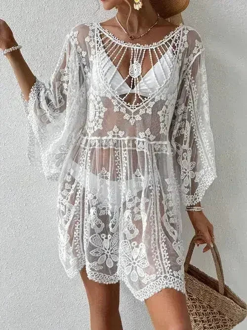 Lace Round Neck Cover-Up - Femstylo