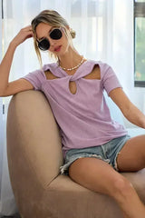 BiBi Rib Knit with Cut Out and Front Twist Detailed Top - Femstylo