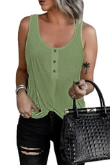 Button Textured Cotton Tank Top - Femstylo