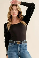 And The Why Textured Puff Sleeve Bodysuit - Femstylo