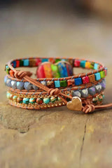 Imperial Jasper Bracelet | Crystal Layered Jewelry | Natural Stone - Femstylo