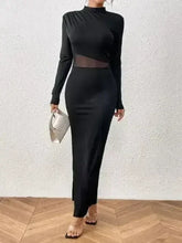 Honey Slit Mock Neck Long Sleeve Maxi Dress - Femstylo
