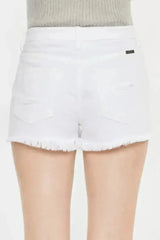 Kancan Raw Hem Distressed Denim Shorts - Femstylo