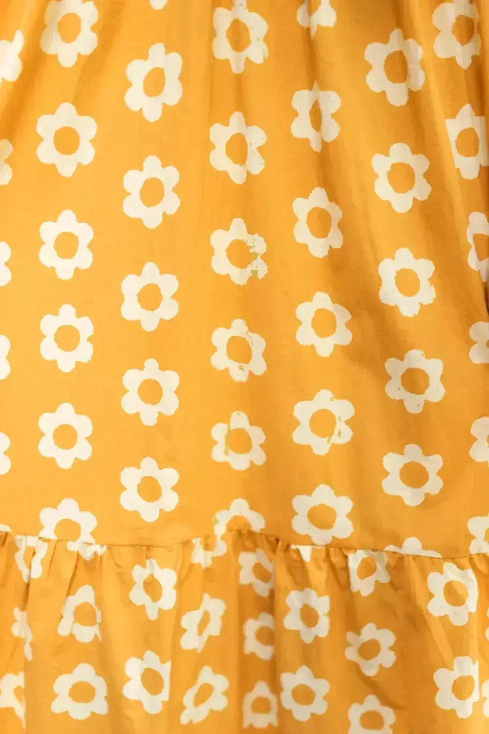 Yellow Flower Print Bracelet Sleeve Buttons Collared Maxi Dress - Femstylo