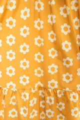 Yellow Flower Print Bracelet Sleeve Buttons Collared Maxi Dress - Femstylo