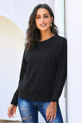 Black French Terry Cotton Blend Sweatshirt - Femstylo