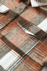 Pink & Grey Plaid Button Up Collared Flannel Shacket