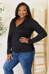 Black Exposed Seam Hoodie - Edgy Long Sleeve Design | Femstylo - Femstylo