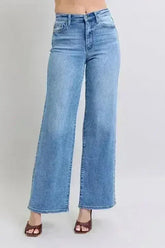 Judy Blue Wide Leg Jeans – High Waist w/ Pockets | 93% Cotton Blend - Femstylo