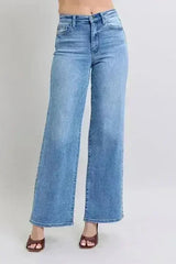 Judy Blue Wide Leg Jeans – High Waist w/ Pockets | 93% Cotton Blend - Femstylo