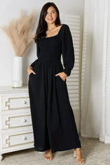 Double Take Square Neck Jumpsuit with Pockets - Femstylo