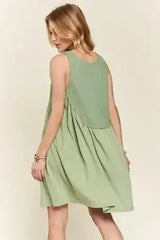 ADORA Decorative Button Sleeveless Babydoll Dress - Femstylo