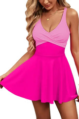 Black Criss Cross Straps Tie Back Flared One Piece Swimsuit - Femstylo