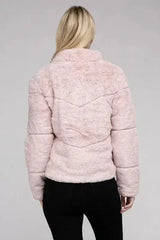 Fluffy Zip-Up Sweater Jacket - Femstylo