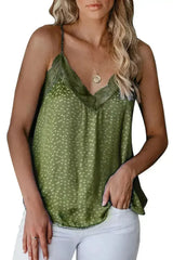 Spaghetti Strap Printed Lace Tank Top - Femstylo