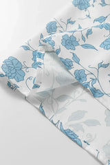 Sky Blue Floral Bow Front Puff Sleeve Mini Dress