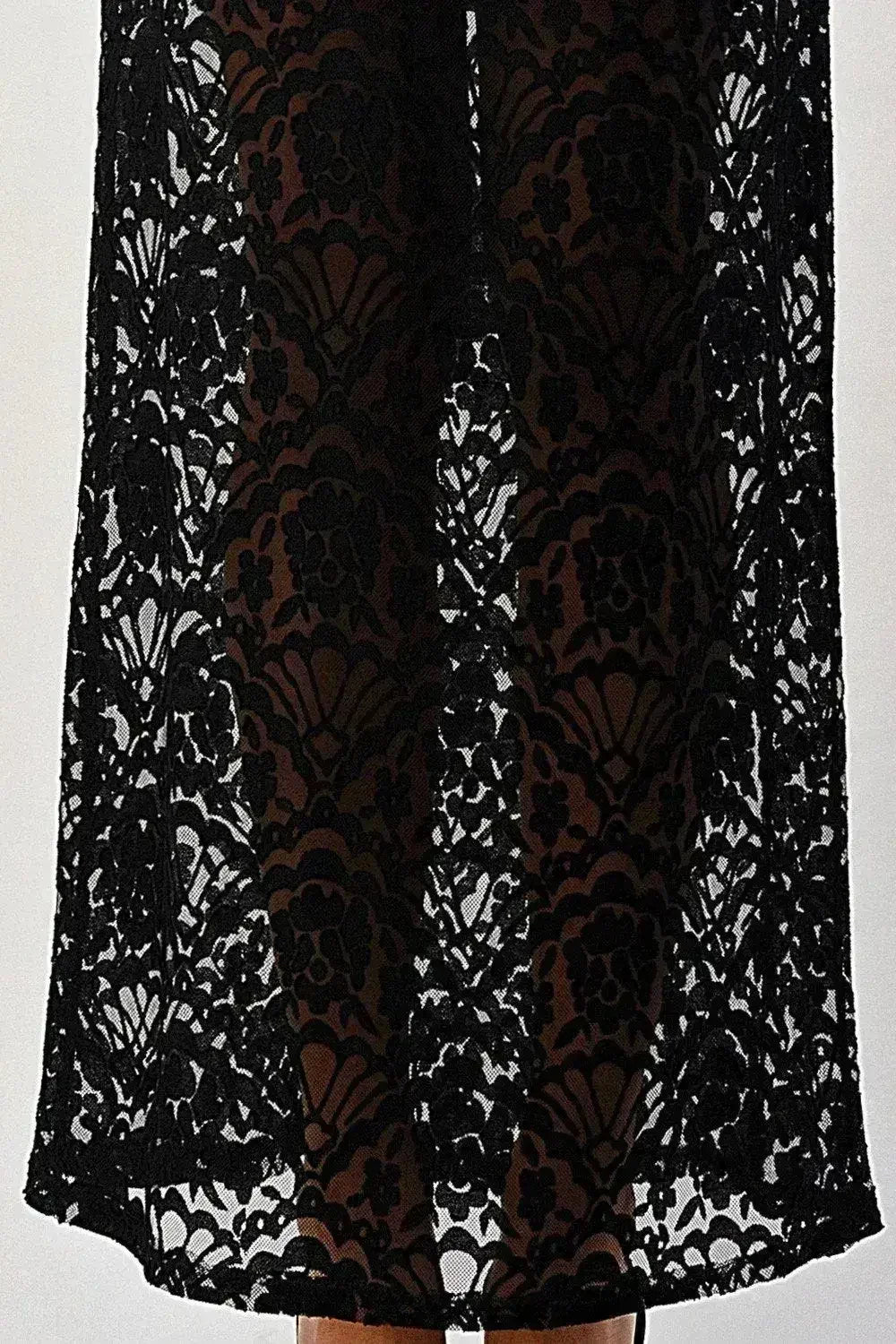 Sheer Lace Maxi Skirt with Drawstring Waist - Femstylo