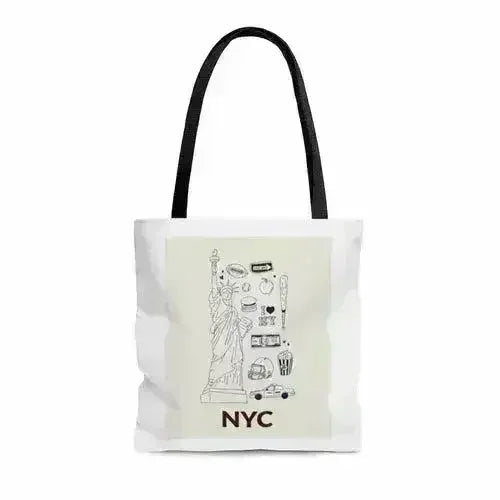 NYC Tote Bag - Medium Polyester Shopper with City Symbols - Femstylo