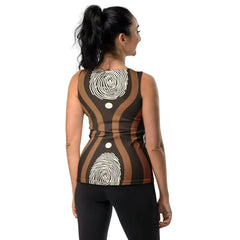 Womens Stretch Fit Tank Top - Brown White Geometric Lines - Femstylo