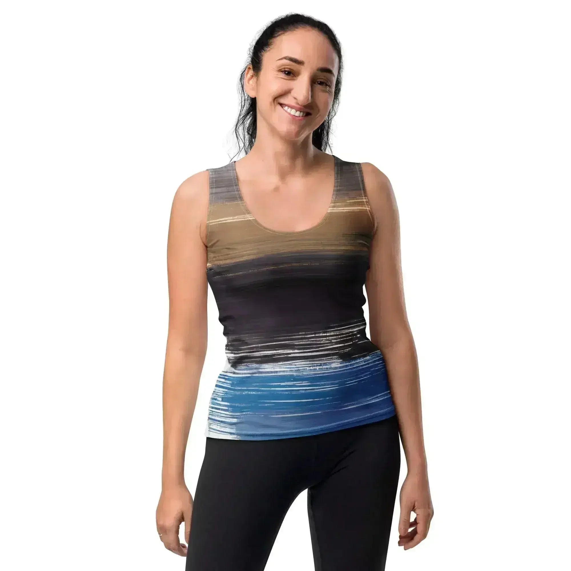 Womens Stretch Fit Tank Top - Rustic Purple Brown Design - Femstylo