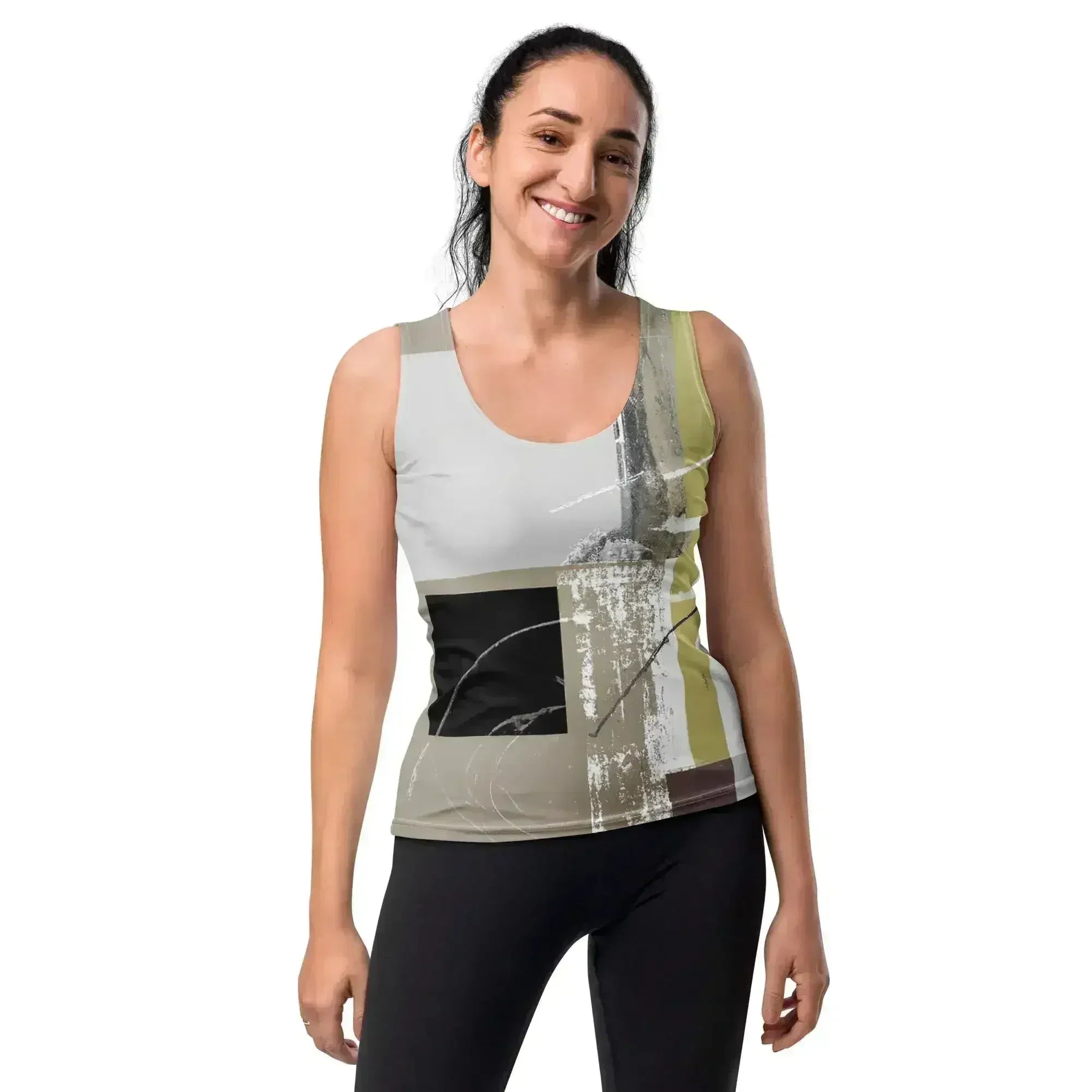 Women's Stretch Fit Tank Top - Abstract Brown Geometric Shapes - Femstylo
