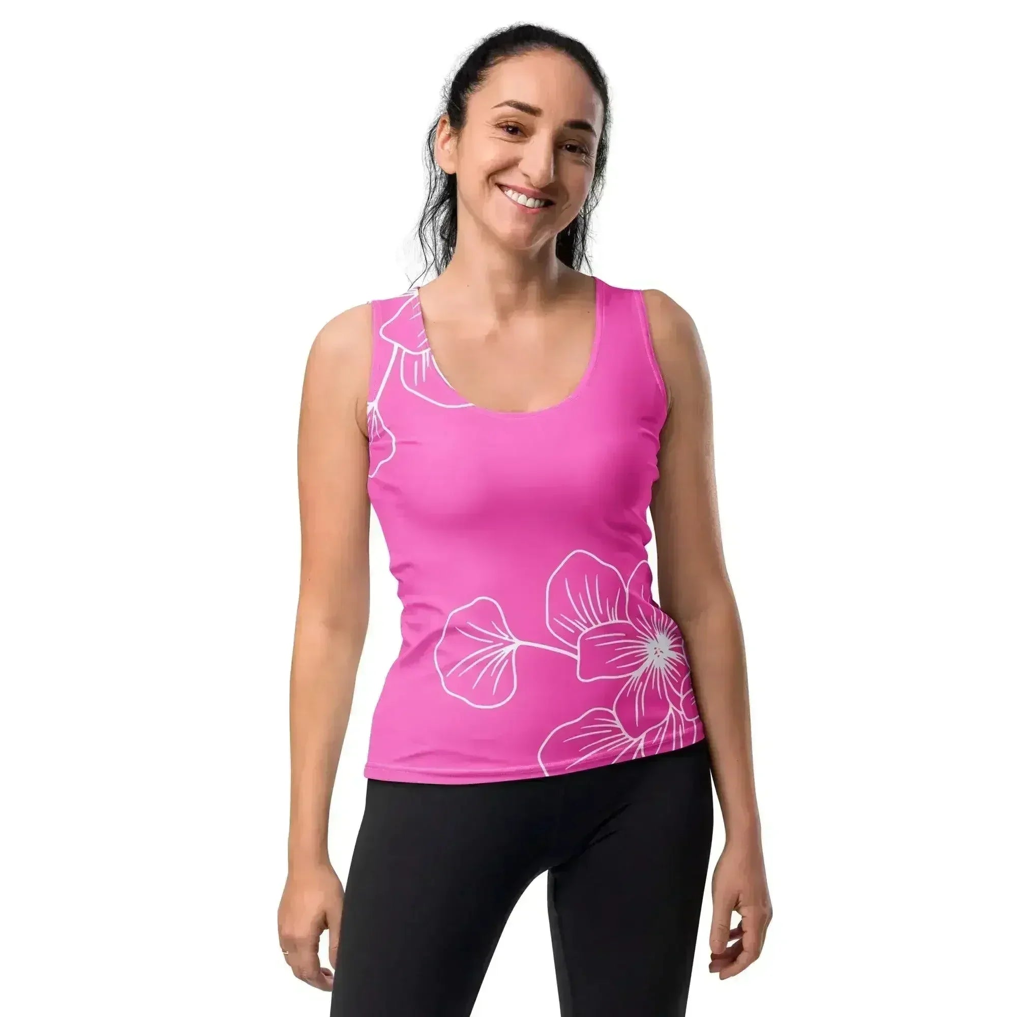 Womens Stretch Fit Tank Top - Pink Floral - Femstylo
