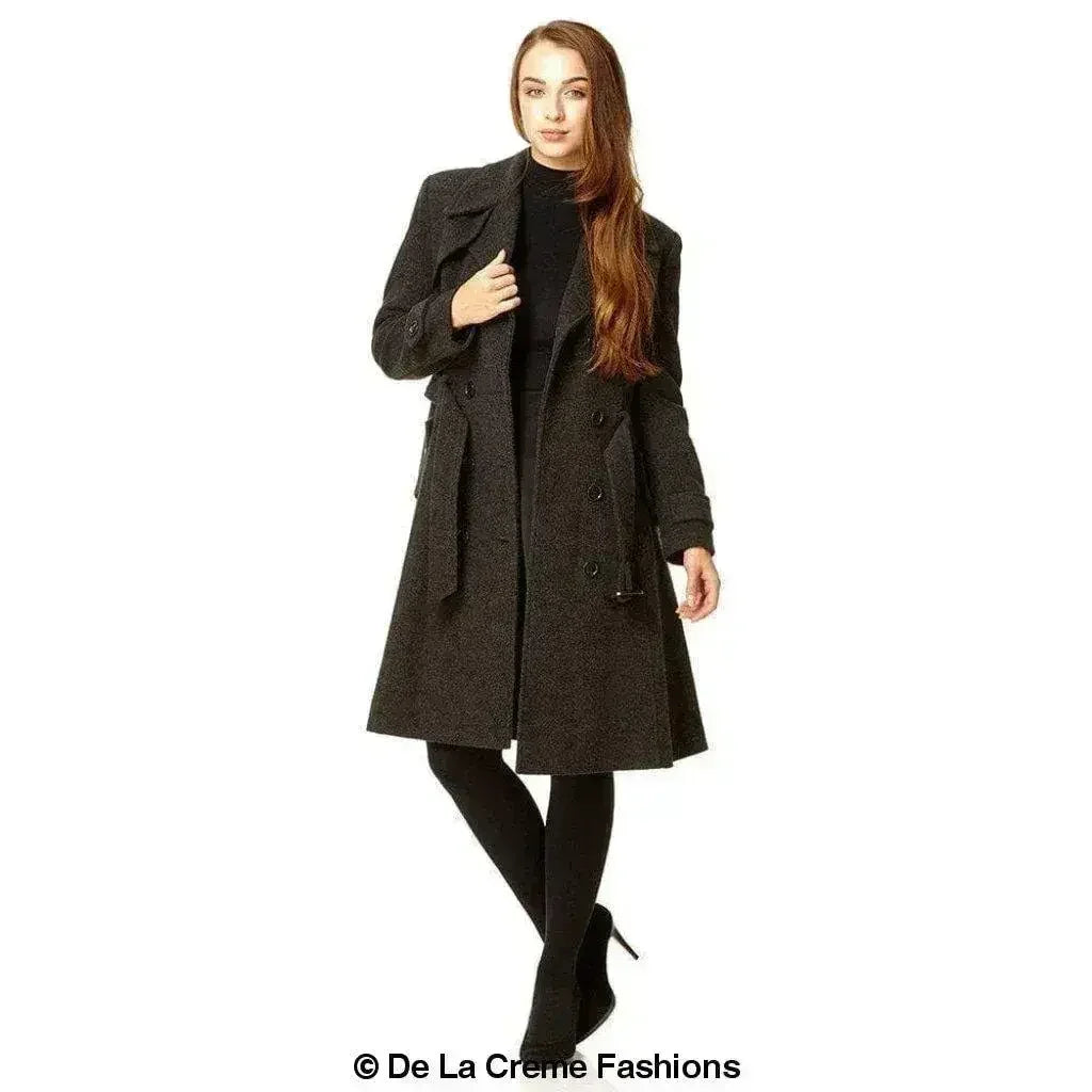 Wool Blend Double Breasted Coat (1201) - Femstylo