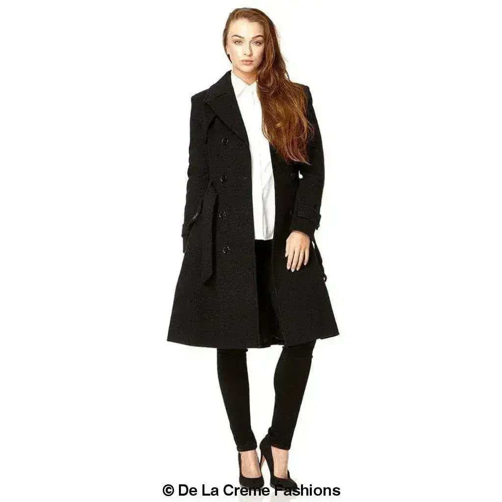 Wool Blend Double Breasted Coat (1201) - Femstylo