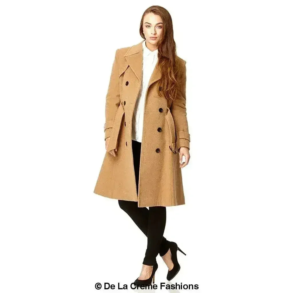 Wool Blend Double Breasted Coat (1201) - Femstylo