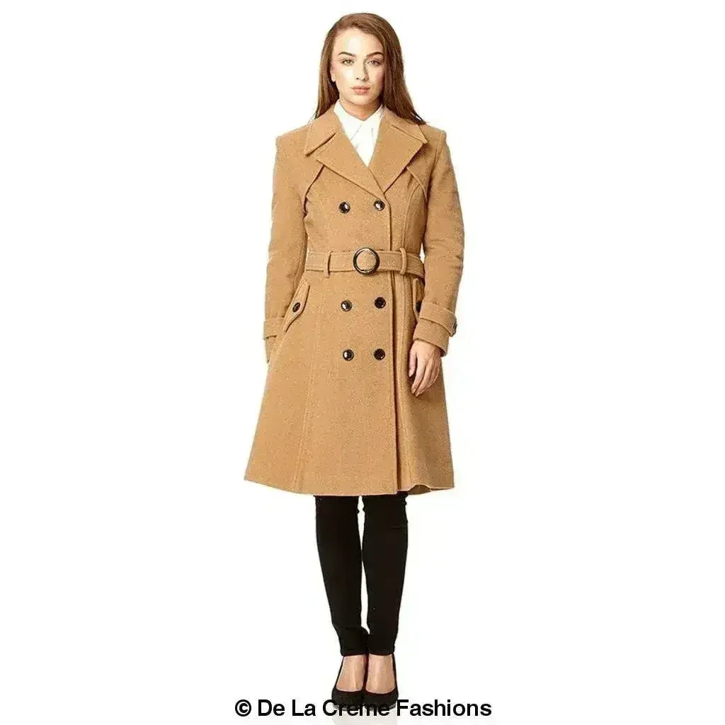 Wool Blend Double Breasted Coat (1201) - Femstylo