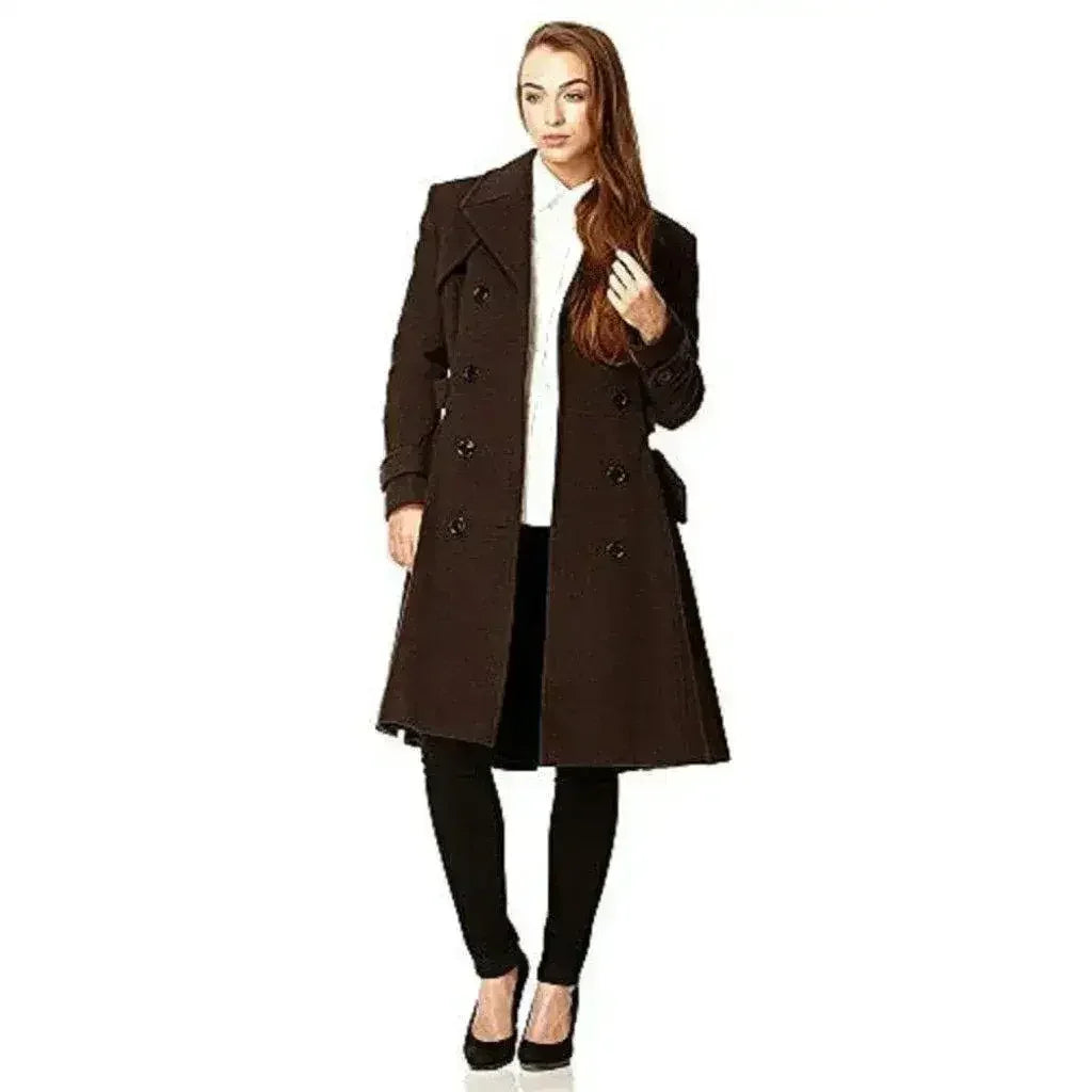 Wool Blend Double Breasted Coat (1201) - Femstylo