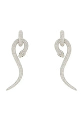 Anaconda Snake Drop Earrings Silver White - Femstylo