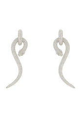 Anaconda Snake Drop Earrings Silver White - Femstylo