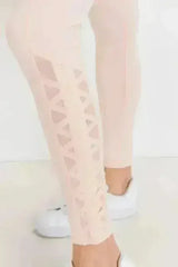 Highwaist Hybrid Mesh & Lattice Straps Full Pocket Leggings - Femstylo