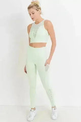 Highwaist Hybrid Mesh & Lattice Straps Full Pocket Leggings - Femstylo