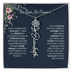 Birth Flower Necklace With Name I No Rain - No Flowers | Unique Jewelry for Daughter from Dad - Femstylo