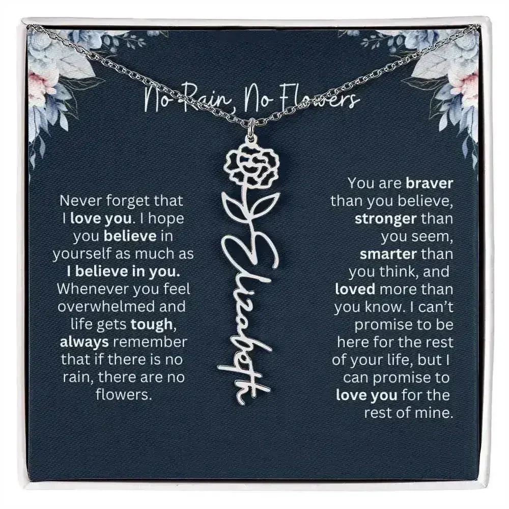 No Rain - No Flowers | Birth Necklace | Name Necklace | Special Gift from Dad to Daughter - Femstylo