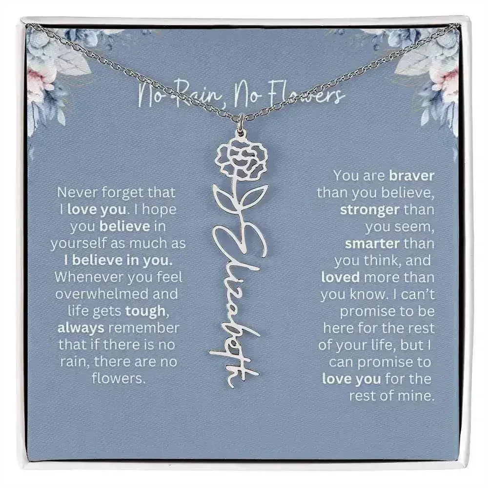 No Rain - No Flowers | Birth Necklace | Name Necklace | Custom Gift from Dad to Daughter and Bonus Daughter - Femstylo