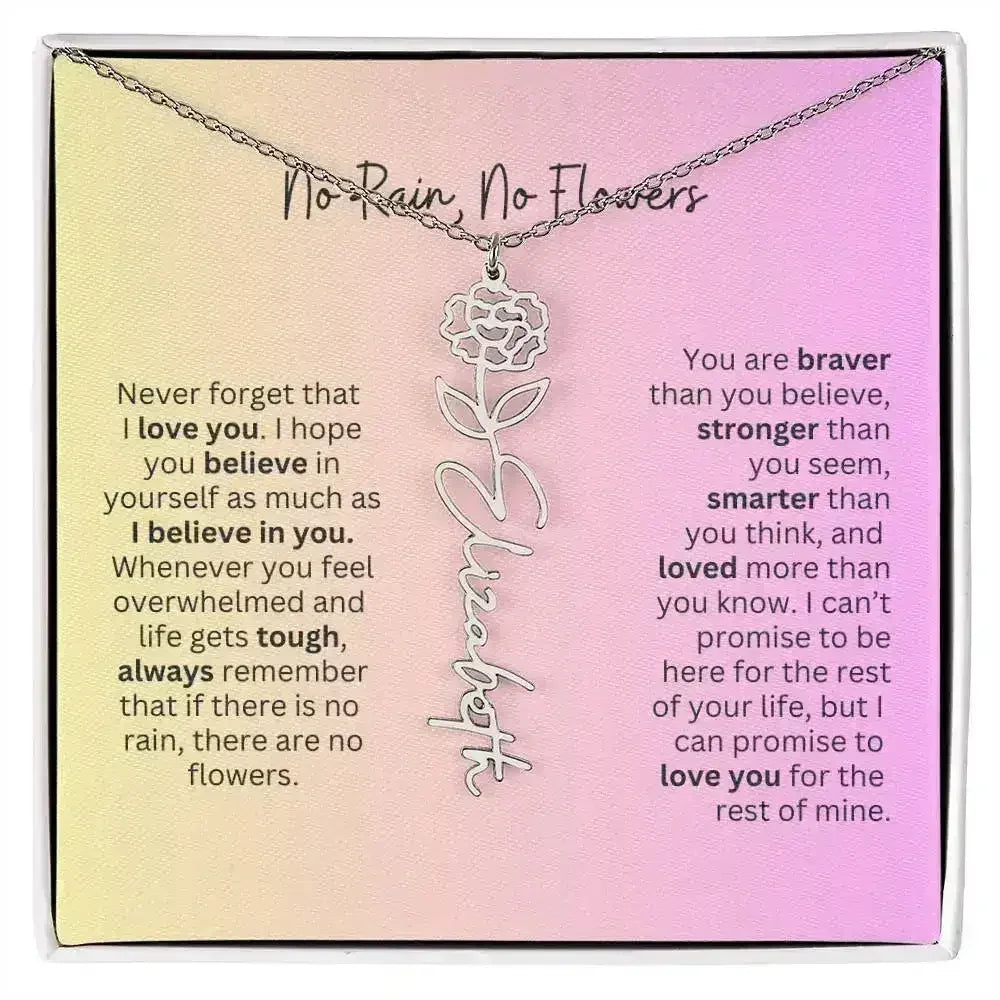 No Rain - No Flowers I Birth Necklace I Name Necklace I Pink - Femstylo