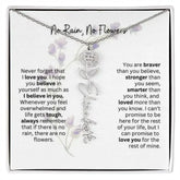 Birth Flower Necklace With Name I No Rain - No Flowers | For Bonus Daughter - Femstylo