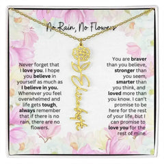 Birth Flower Necklace With Name I No Rain - No Flowers | Special Gift for Granddaughter - Femstylo