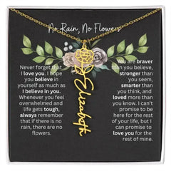 Birth Flower Necklace With Name I No Rain - No Flowers | Elegant Gift for Daughter - Femstylo