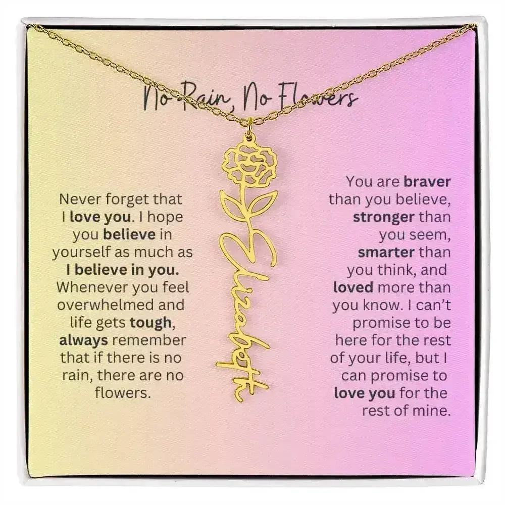No Rain - No Flowers I Birth Necklace I Name Necklace I Pink - Femstylo